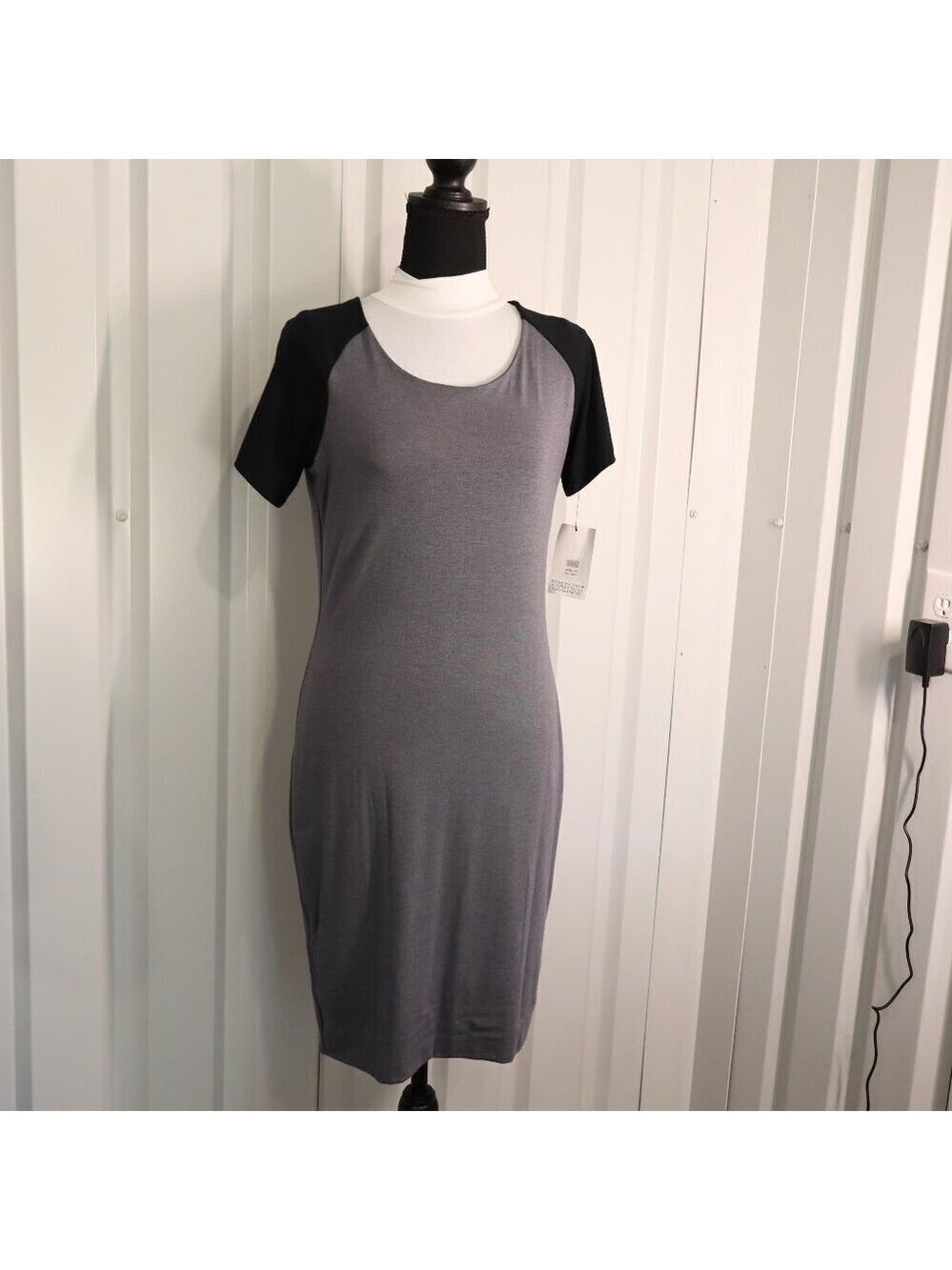 LNA Women's Modal Blend T-Shirt Dress Gray Black Short Sleeve Size Med *NWT*